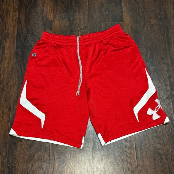 Under Armour Men's Red and White Athletic Shorts Vintage Size XL GUC - Picture 1 of 16
